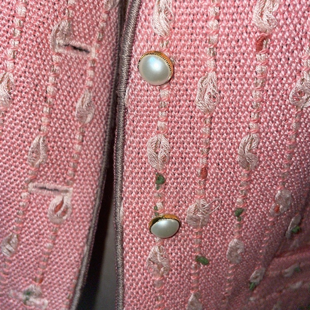 Vintage Women's Pink Tweed Suiting Vest Waistcoat size M/no size tag Cotton - Picture 3 of 8